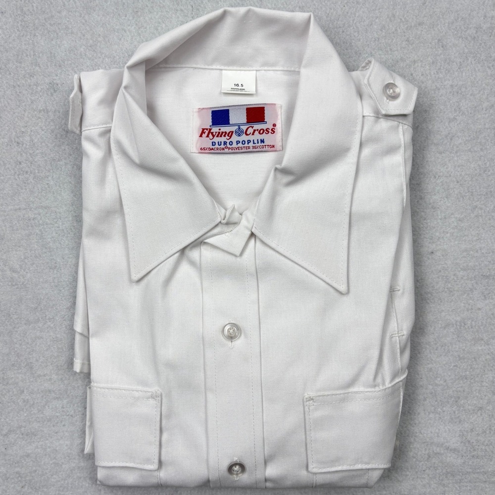 Flying Cross Mens White Short Sleeve Police Uniform Dress Shirt Size 16.5 NWT